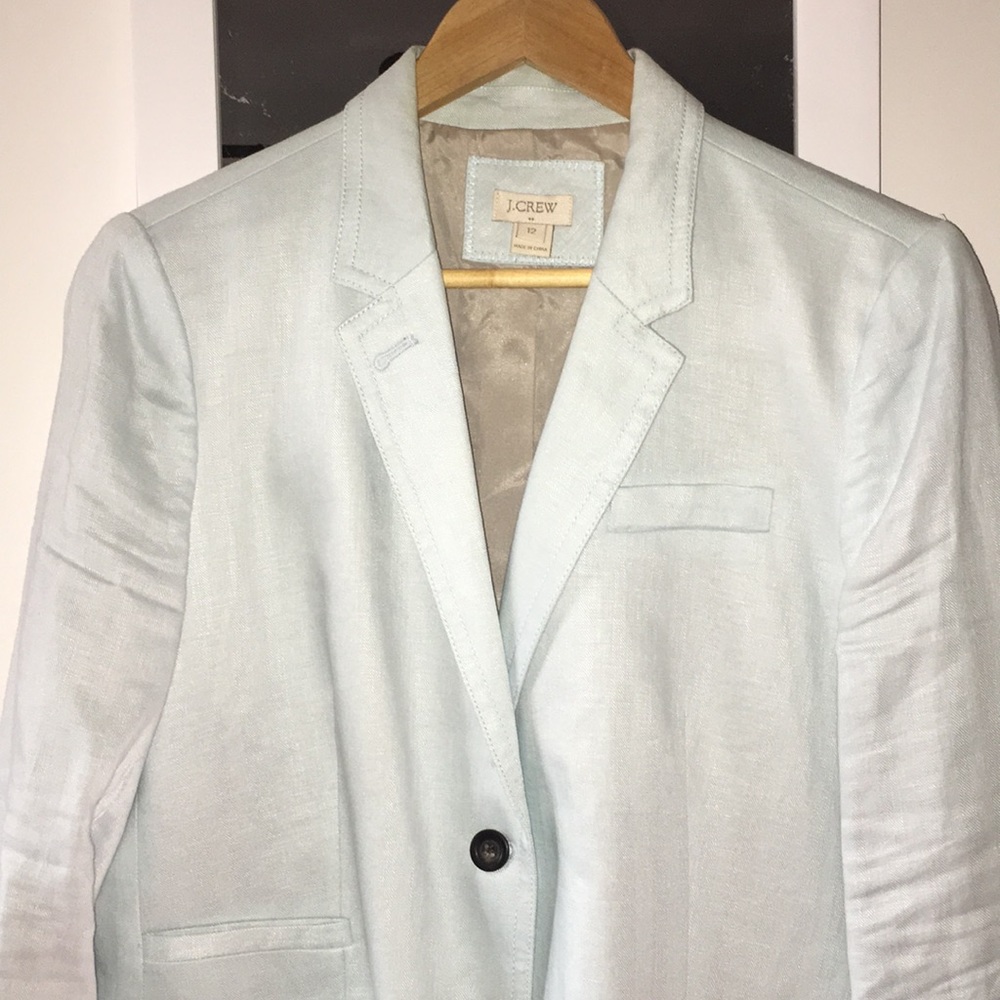 J.Crew Size 12 Sky Blue Linen Blazer